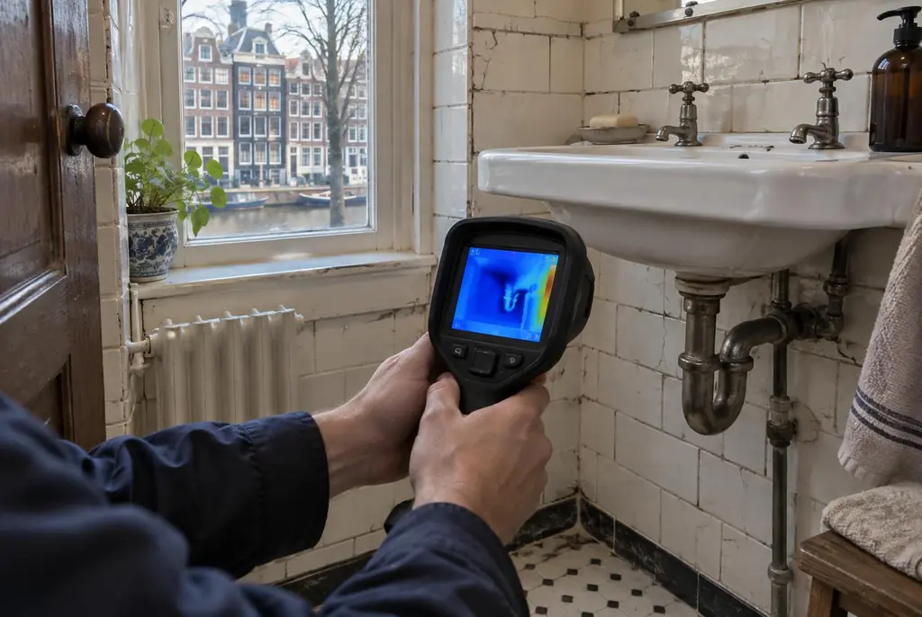 Lekdetectie Vriezenveen – badkamer met oude leidingen achter de tegels