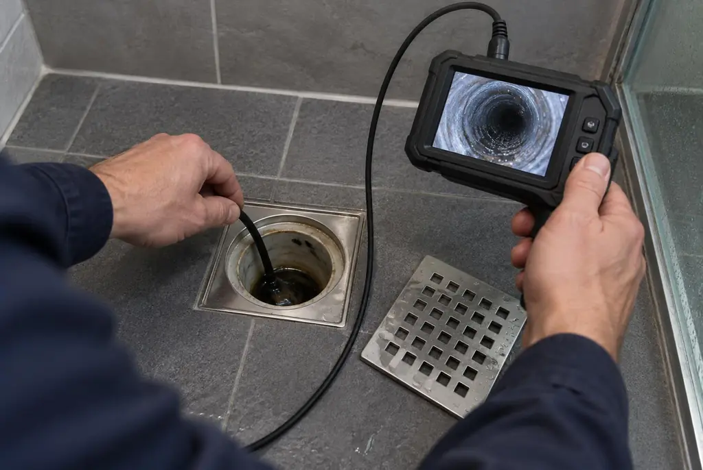 Lekdetectie Vriezenveen – endoscoop-inspectie in een douchegoot